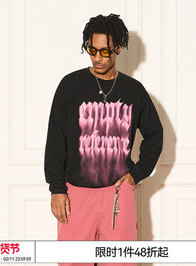 特惠6折起 樊治欣同款EMPTY REFERENCE粉色烟雾T恤印花晕染长袖