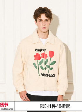 特惠6折起EMPTY REFERENCE花朵印花摇粒绒拉链夹克加绒秋情侣外套