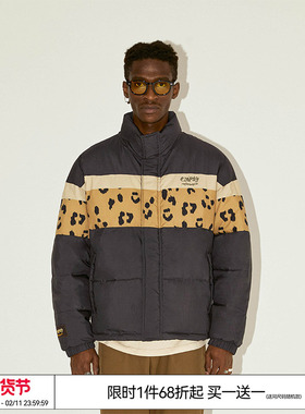 特惠7折 EMPTY REFERENCE豹纹拼接印花美式潮流羽绒棉服男女