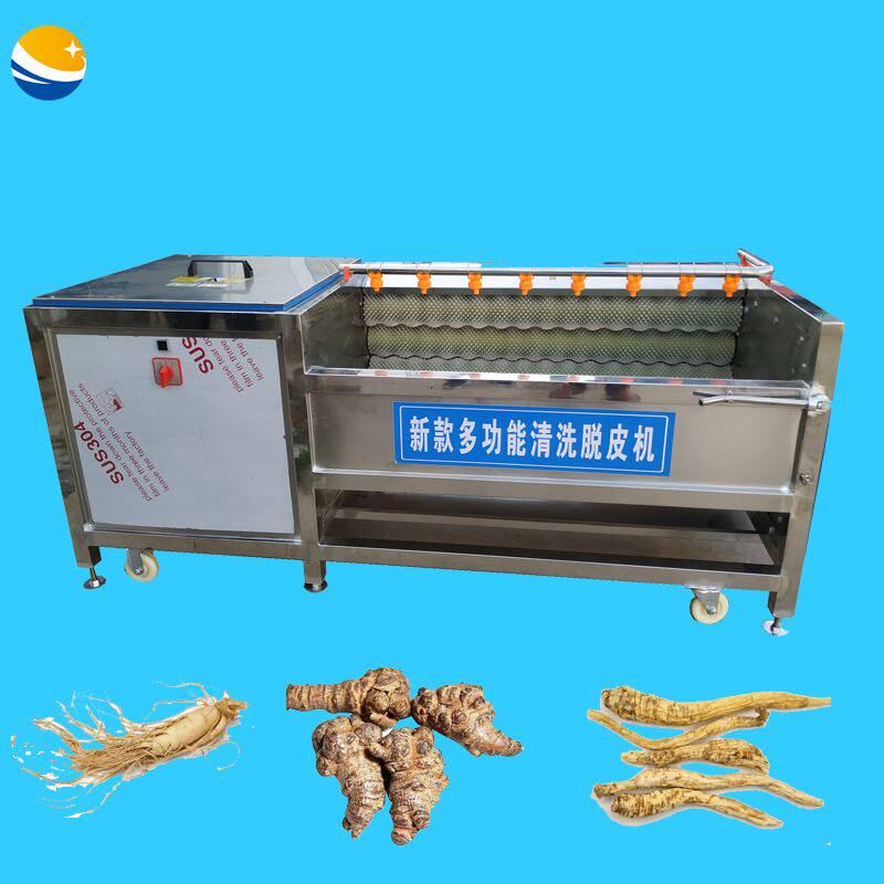 全自动人参清洗机器 不锈钢沙参毛刷清洗机 三七去泥沙清洗设备