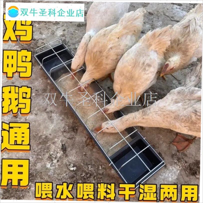 喂 鸡食槽水槽一体新款水槽食槽养鸡鸭鹅L长形食水一体自动喂 食.