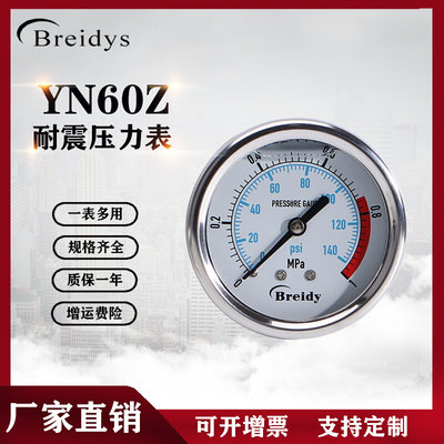YN60Z压力表轴向耐震0-1.6mpa水压表气压表液压表高压表真空表0-6