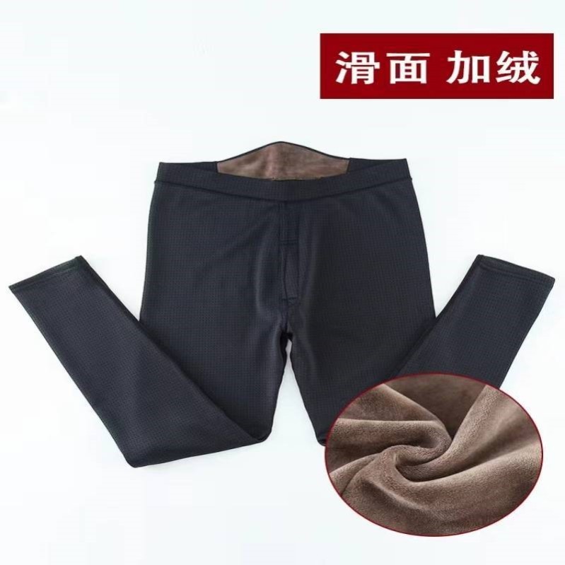 男士薄款棉裤秋冬加绒加厚护膝加长保暖裤加肥大码光滑面双层特厚