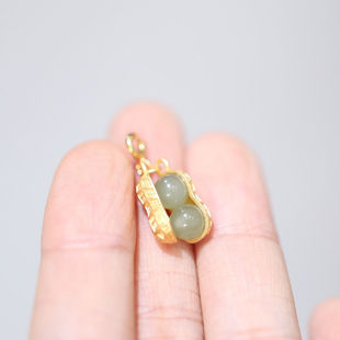 diy保色仿真花生招财吊坠饰品配件好事花生手链项链坠子合金配件