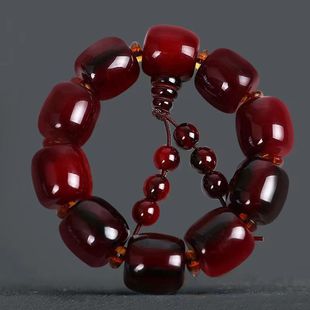 牦牛角冷门手串羊角佛珠手链男女藏式 带血丝文玩牛角车挂手持男女