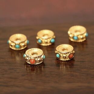 高品尼泊尔保色镶嵌隔珠配珠飞碟隔片diy配件手串饰品