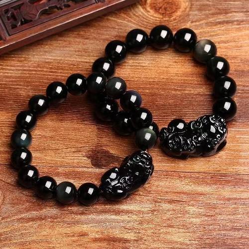 黑曜石守护神手链男女款