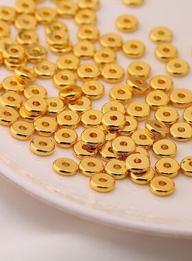 6mm18K包金隔珠散珠光面扁珠金色隔片diy手链饰品配件