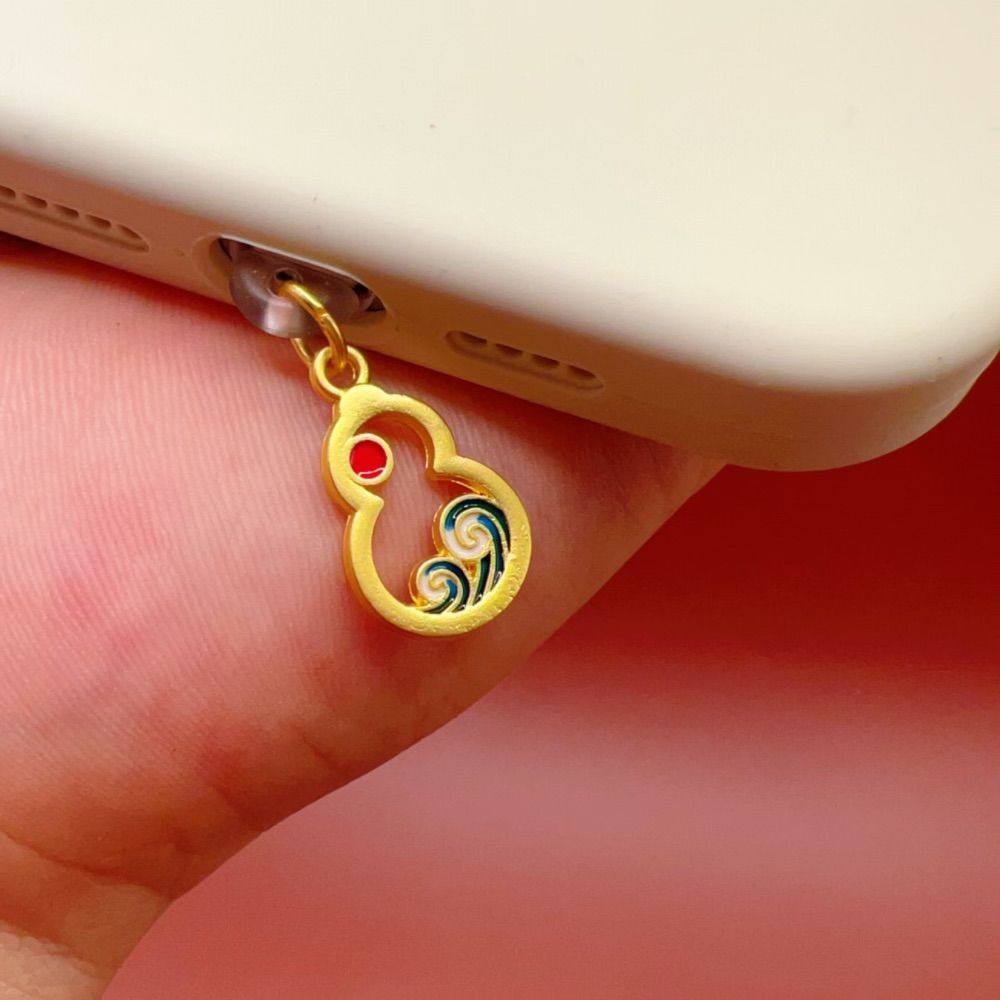 双面文艺祥云葫芦手机防尘塞充电口堵头手机挂件苹果华为Typec