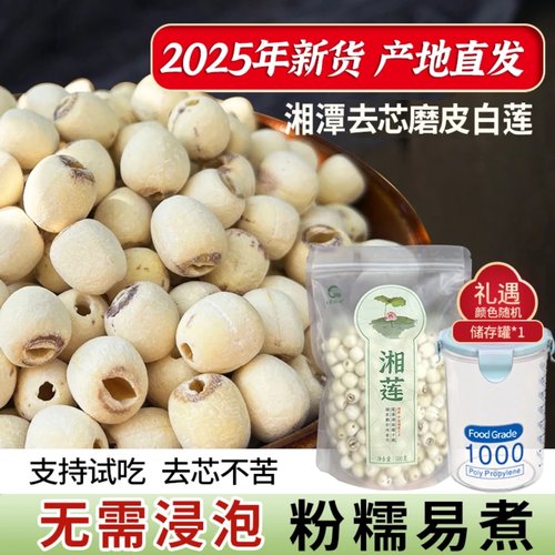【小茵姑娘】湘潭去芯磨皮白莲子500g新鲜正宗煲汤煮粥绿豆莲子羹
