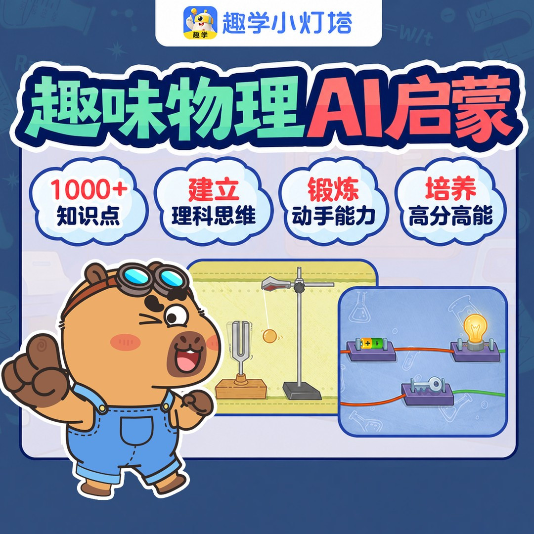 【官方正品】小灯塔趣学物理ai课永久会员可3台设备登录/自己账号