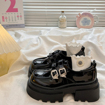 粗跟增高小皮鞋女2026新款春季黑色厚底英伦风女鞋jk玛丽珍乐福鞋