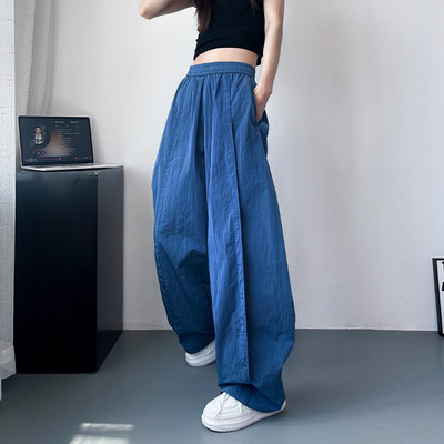 冰丝阔腿裤女夏季薄款大码胖mm高腰宽松休闲速干慵懒松弛感拖地裤