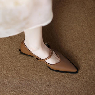 法式温柔低跟3公分小跟尖头单鞋女夏季2025新款春款平底工作女鞋