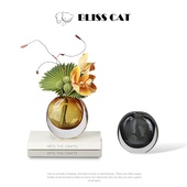 现代轻奢黄色加厚圆形透明玻璃花瓶客厅茶几洽谈桌床头柜插花摆件