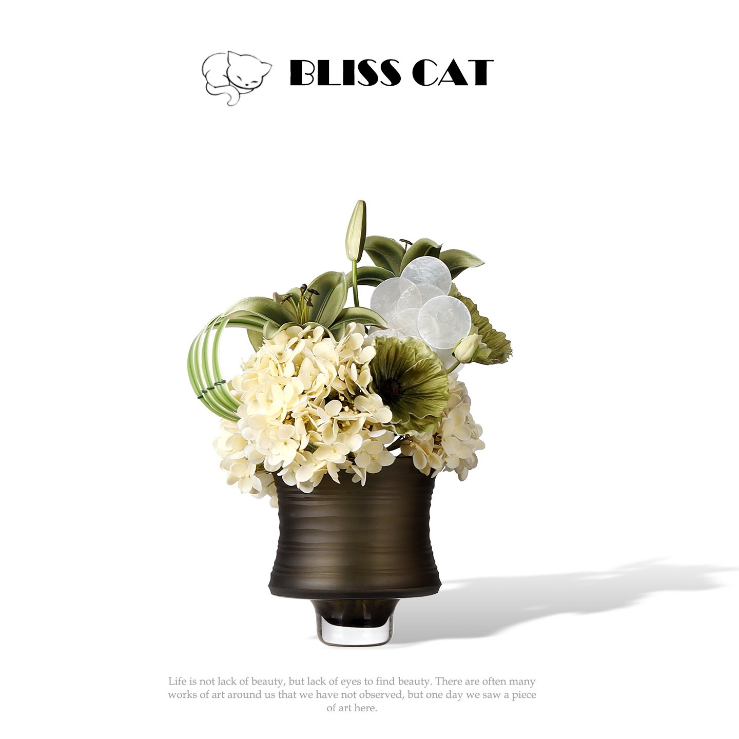 现代轻奢灰绿玻璃花瓶插花酒店客厅茶几餐桌花艺包厢圆桌中间摆花,家居饰品,花瓶,淘宝优惠券,粉丝福利购,淘宝优惠卷