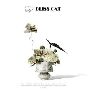 新中式天然大理石小花瓶插花酒店客厅洽谈桌茶几花艺高级感小桌花