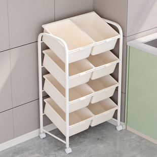 厨房置物架落地多层蔬菜收纳柜超市货架展示篮筐移动零食储物架子