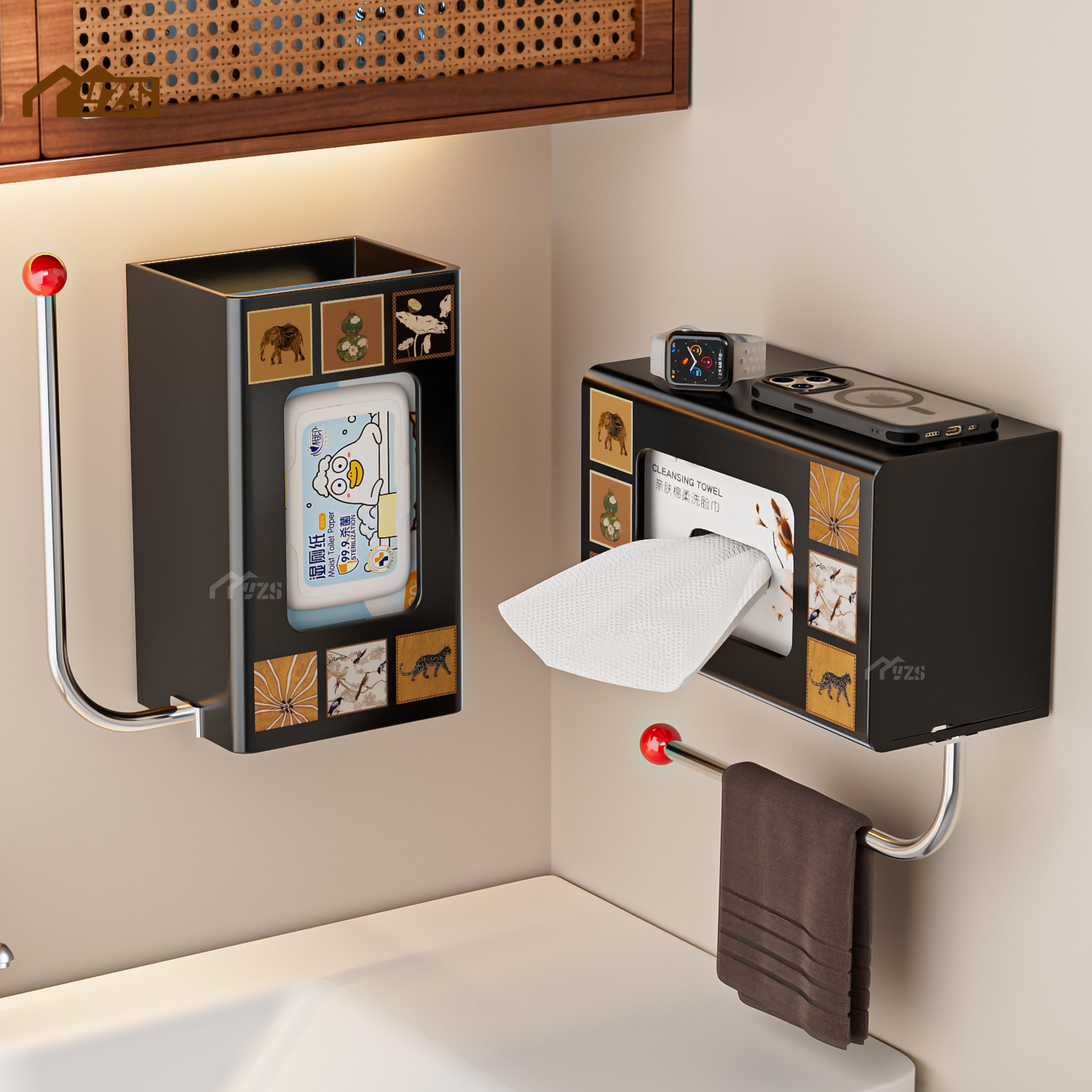 复古创意抽纸盒壁挂式置物架