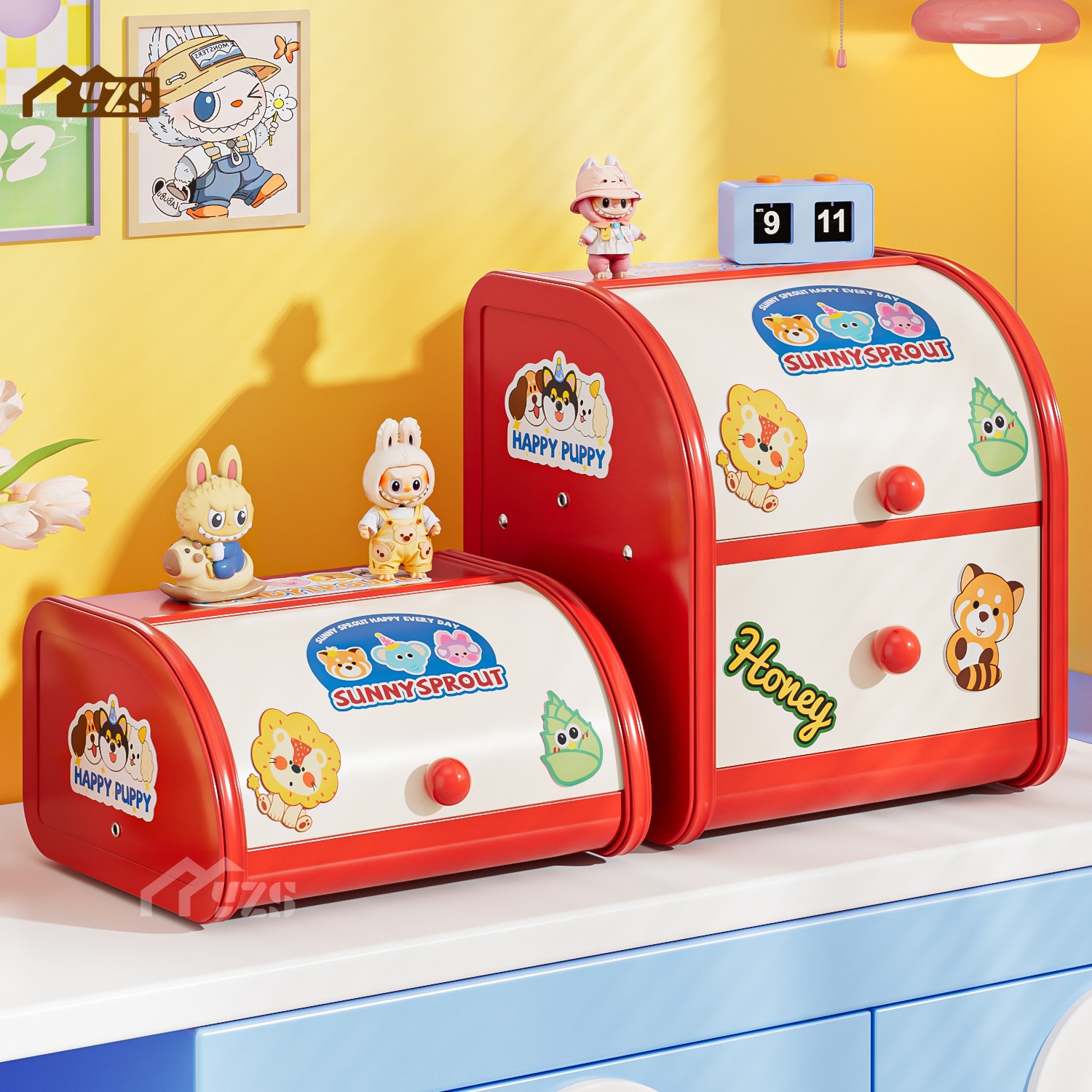 多巴胺桌面收纳盒玄关杂物整理盒化妆品置物架大容量抽屉式收纳箱