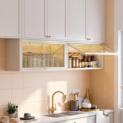 厨房吊柜下调料柜储物橱柜家用上翻壁挂式墙上置物架免打孔收纳架