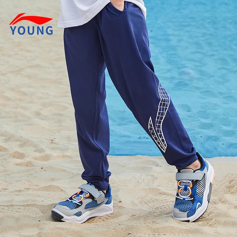 李宁儿童裤子男童季棉质运动裤