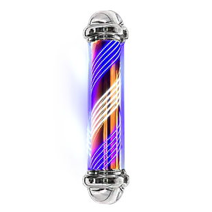 蓝白色美发转灯发廊转灯理发店标志灯箱挂墙壁户外防水全圆柱旋转