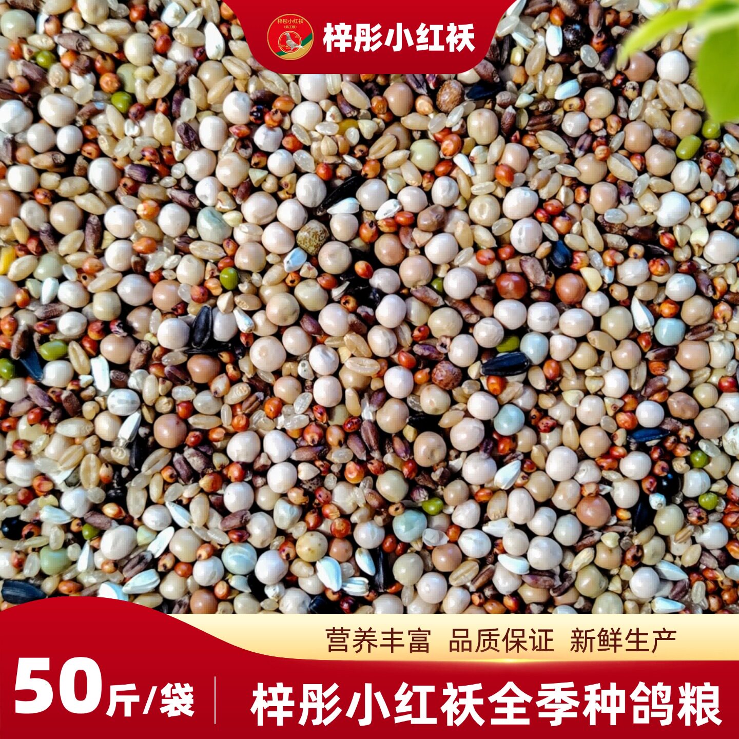梓彤小红袄特惠种鸽粮精品饲料50斤观赏鸽信鸽赛鸽肉鸽全季种鸽粮