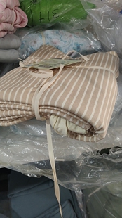 加厚米色条针织纯棉被套200 230