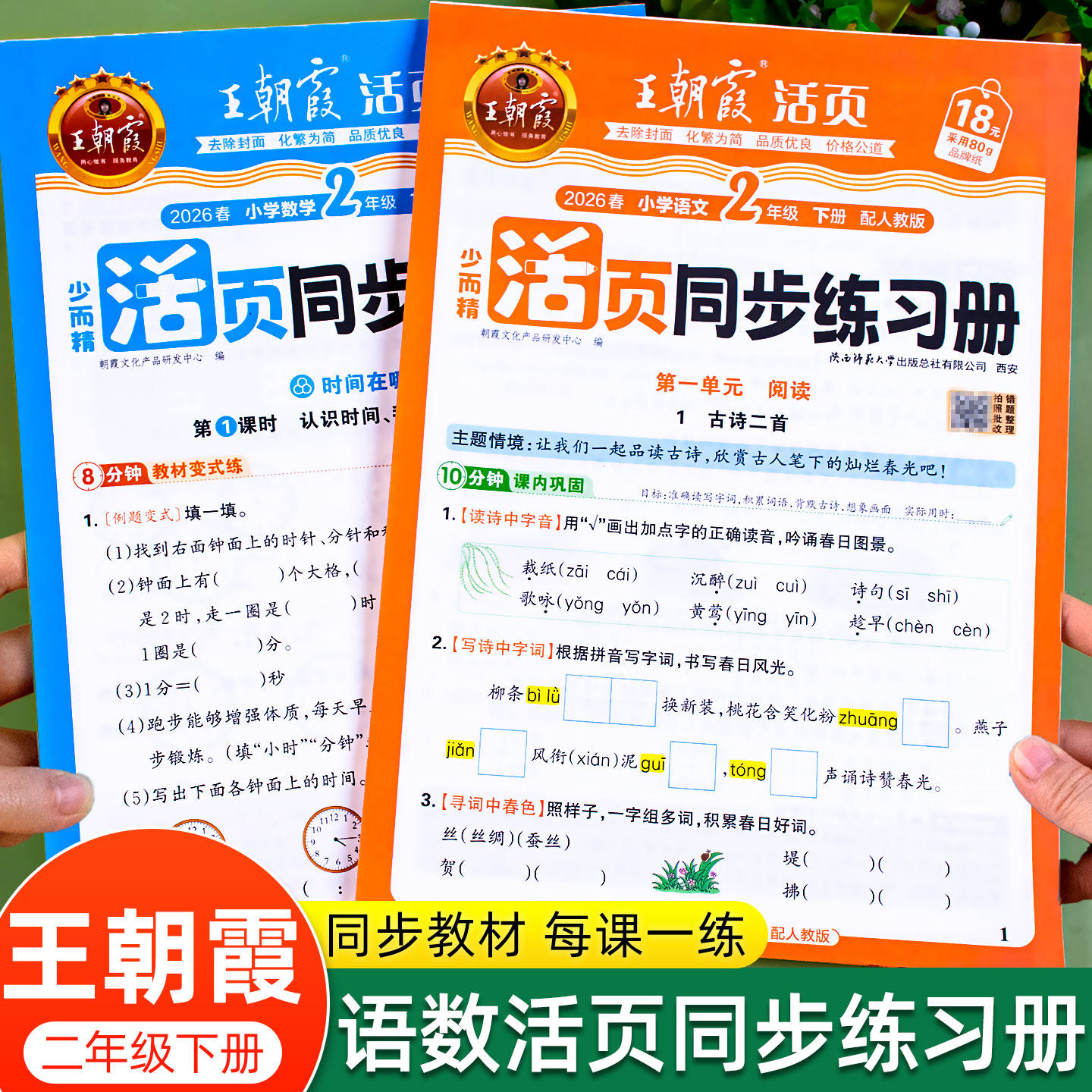 二年级同步练习上册下册语文数学同步练习册人教版北师版苏教版王朝霞活页同步练习册一课一练教材同步训练全套练习练习题每日一练