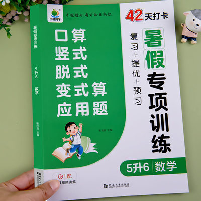 五年级下册数学人教版口算天天练口算题卡五升六口算竖式脱式应用题四合一暑假衔接练习册六年级上册同步练习计算题暑假作业练习题