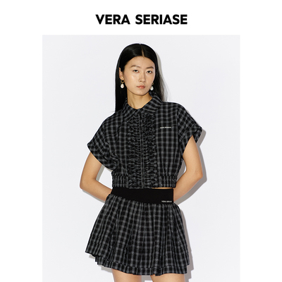 【Vera Seriase设计师品牌】2026夏季新款时尚灰格短裙两件套装