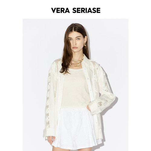 【Vera Seriase设计师品牌】2026夏季新款慵懒风白色绣花长袖衬衫