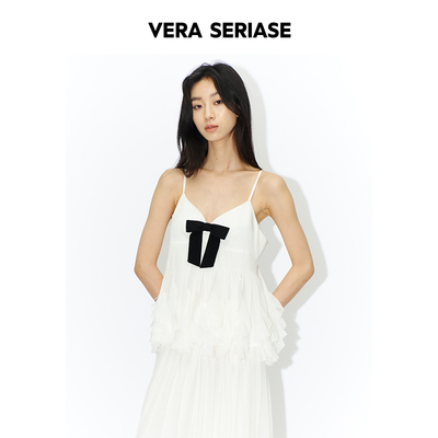 【Vera Seriase设计师品牌】2026春季新款时尚白色蝴蝶结吊带上衣