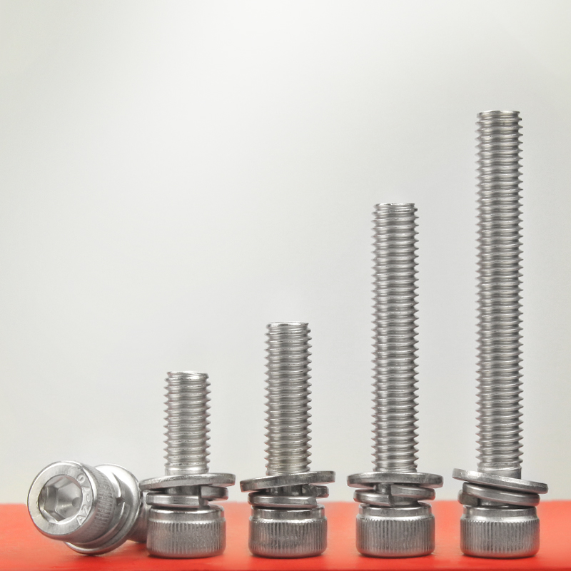 304不锈钢内六角三组合螺丝钉M2M2.5M3M4M5M6M8M10M12*9x15x28x32