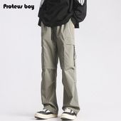 子男春秋冬季 美式 复古机能拉链休闲直筒伞兵工装 ProteusBoy裤 长裤