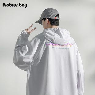 J51 反光字母印花宽松连帽运动户外防晒服外套 ProteusBoy 2025SS