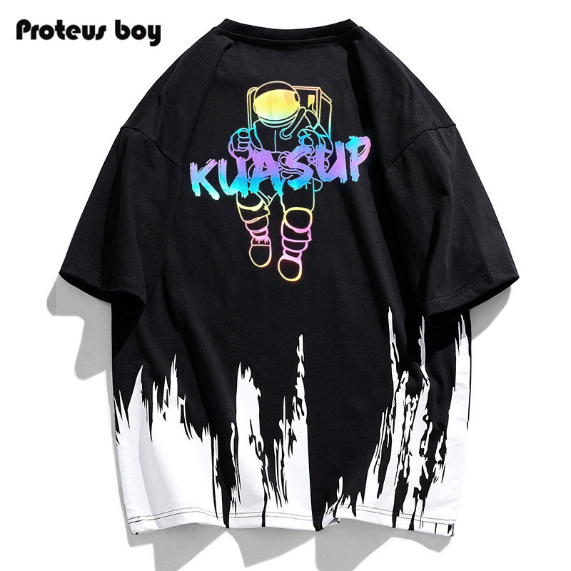 Proteus Boy七彩炫光太空人字母印花短袖T恤 3938