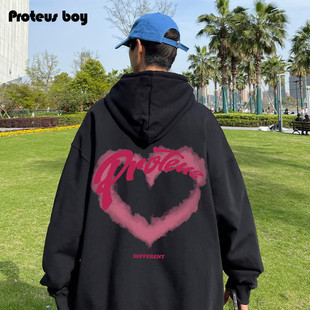 外套 ProteusBoy卫衣男连帽春秋冬季 宽松加绒厚美式 新款 青少年长袖