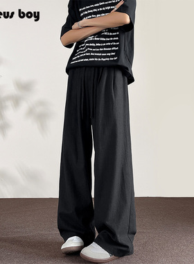 ProteusBoy裤子男款夏季春秋日系亚麻透气直筒阔腿户外运动休闲裤