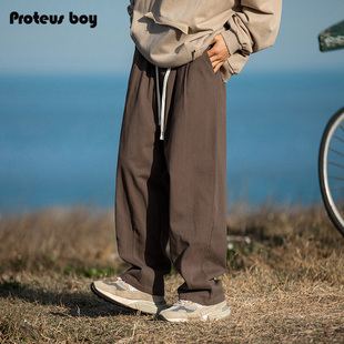 ProteusBoy 美式复古全棉270g水洗户外运动直筒阔腿休闲长裤 2148