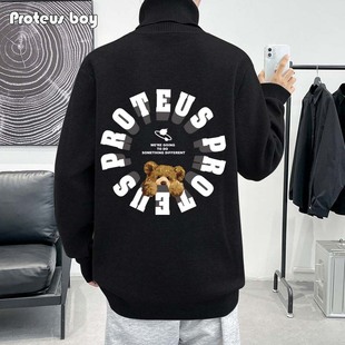 P98 24PB9900 ProteusBoy 立体环形字母小熊印花套头打底高领毛衣