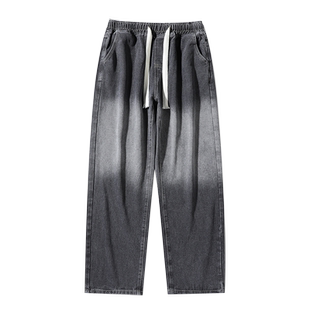 ProteusBoy牛仔裤男款春秋冬季美式复古磨白宽松直筒加绒休闲裤子