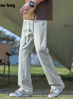 ProteusBoy牛仔裤男款春秋冬季美式做旧水洗户外百搭微喇叭休闲裤