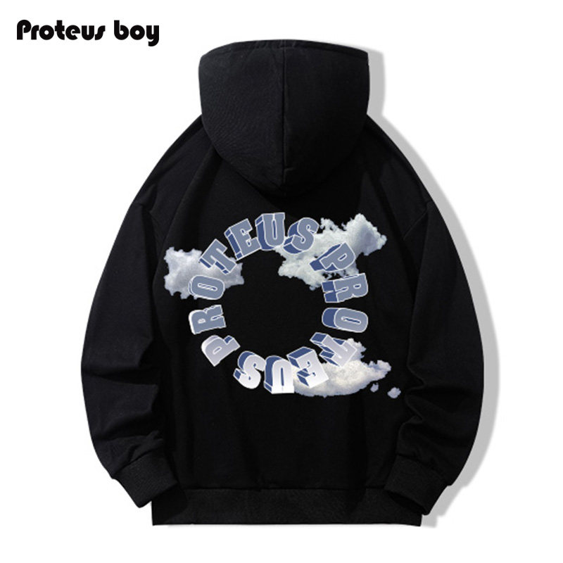 ProteusBoy衛衣男春秋季連帽雲朵環繞字母印花寬松加絨加厚潮牌裝在類目 男裝, 衛衣中 - 來自Buy2taobao.com提供專業的淘寶代購服務