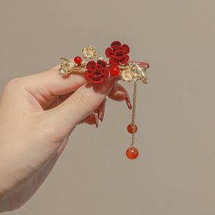 喜婆婆头上戴的花女士盘头花喜婆婆头饰高端结婚妈妈盘头发饰发簪