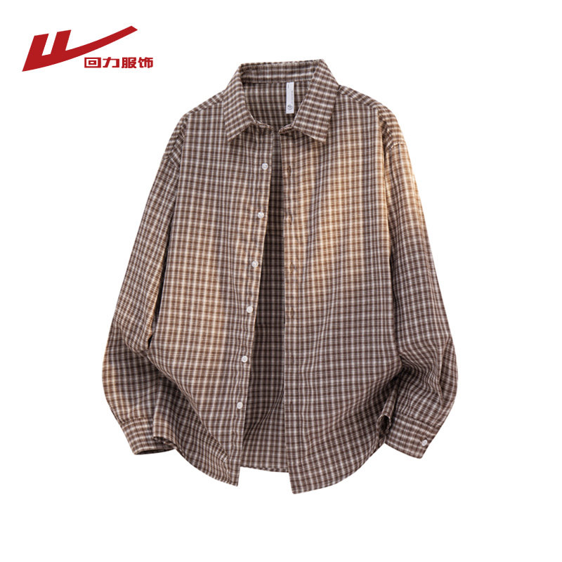 回力美式复古格子长袖衬衫男士春秋季2026新款宽松休闲高级感衬衣,男装,衬衫,淘宝优惠券,粉丝福利购,淘宝优惠卷