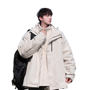 回力三合一冲锋夹克外套男春秋季户外游玩防风可拆卸工装登山衣服