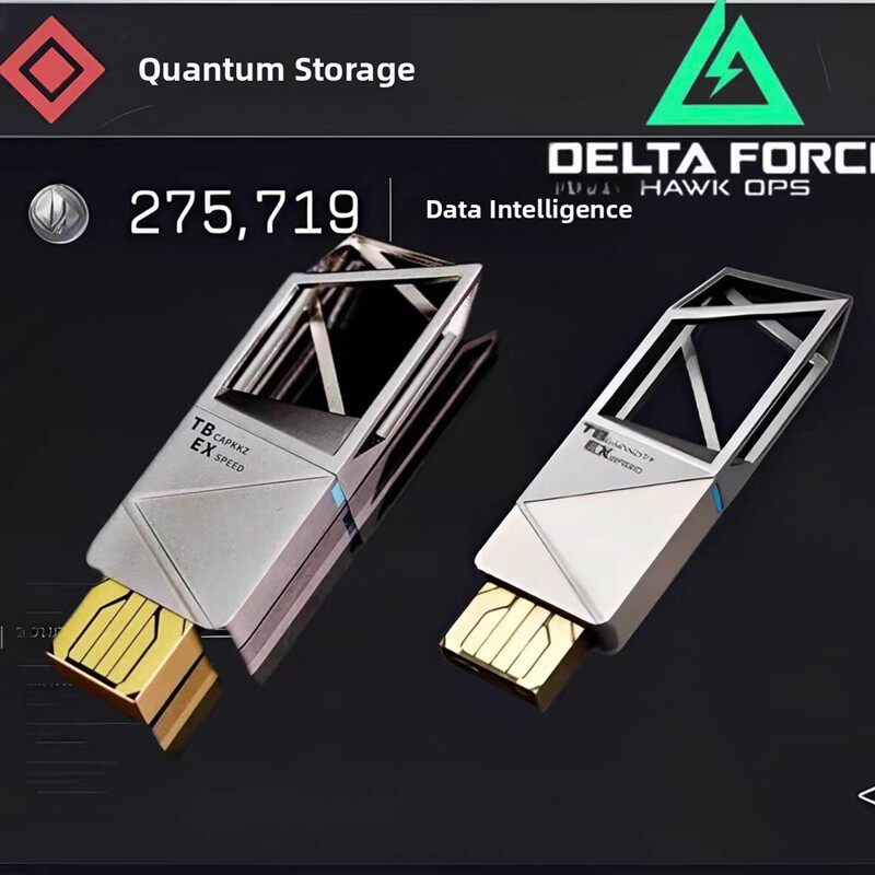 三角洲行动游戏周边手办量子存储合金属镂空u盘大红模型等比还原