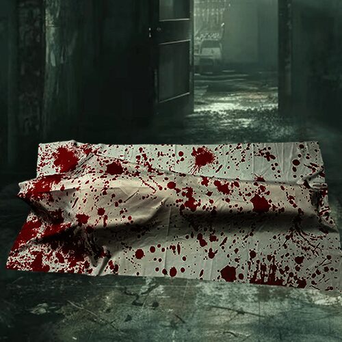 万圣节恐怖氛围装饰假人尸体鬼屋密室案发现场布景吊尸血渍裹尸布